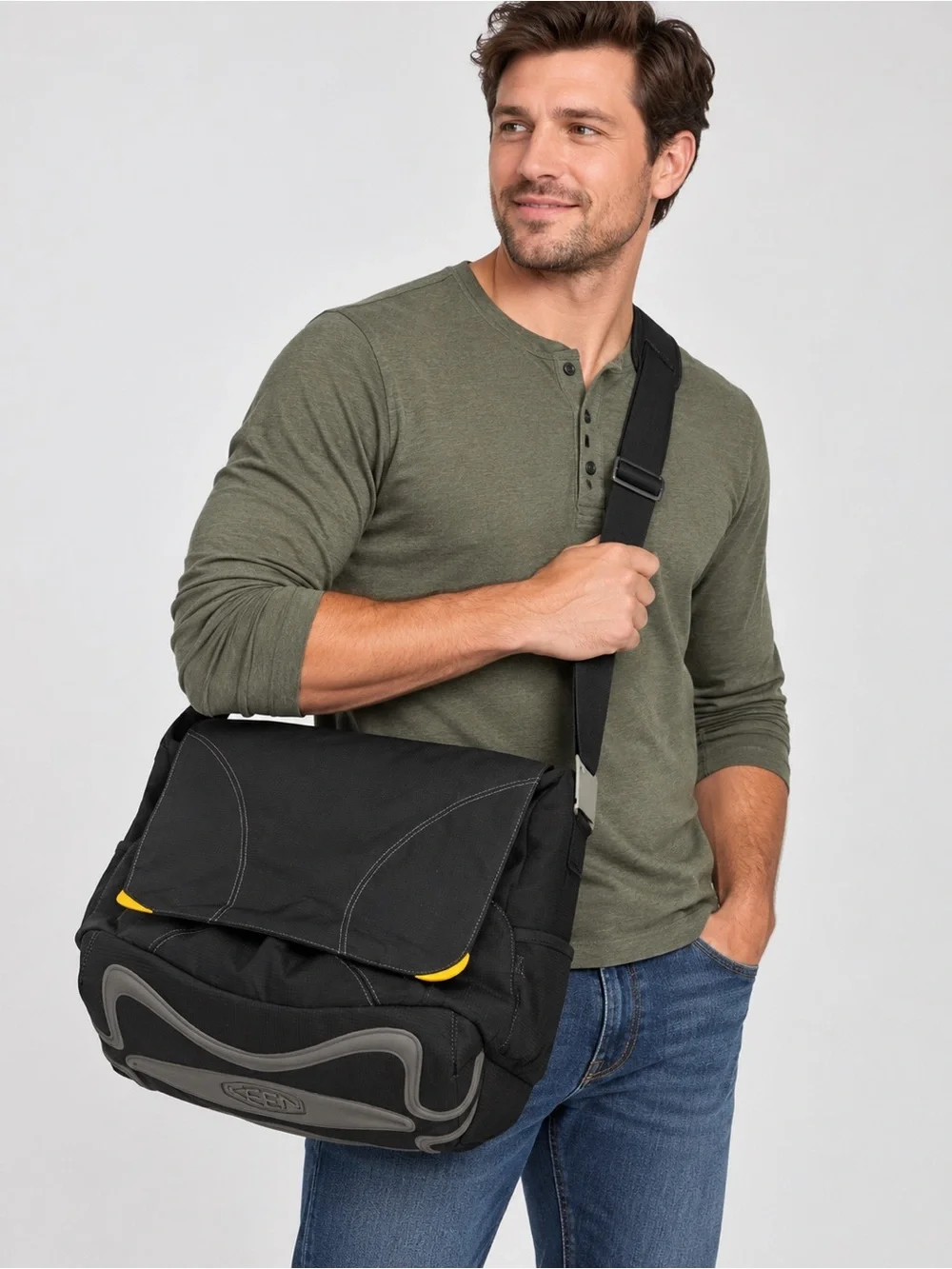Keen Hybrid Transport Black and Yellow Large Messenger Bag